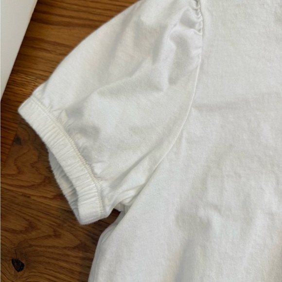 Aritzia WILFRED Piaf White Cotton Cropped Elastic Waist T-Shirt, Size Small - Picture 3 of 8